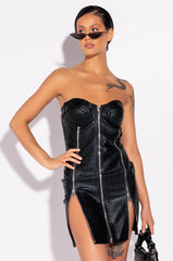 BEST DATE BANDAGE ZIP FRONT MINI DRESS