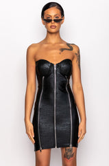 BEST DATE BANDAGE ZIP FRONT MINI DRESS
