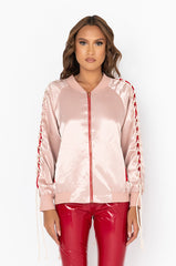 BEST DRESSED SATIN LACE UP BOMBER