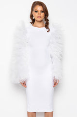BEST IN SHOW TULLE AND BANDAGE MAXI DRESS WHITE