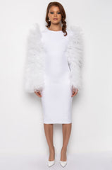 BEST IN SHOW TULLE AND BANDAGE MAXI DRESS WHITE