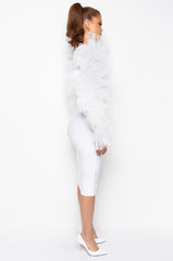 BEST IN SHOW TULLE AND BANDAGE MAXI DRESS WHITE