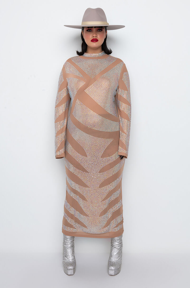 BETTER AT IT RHINESTONE MIDI DRESS