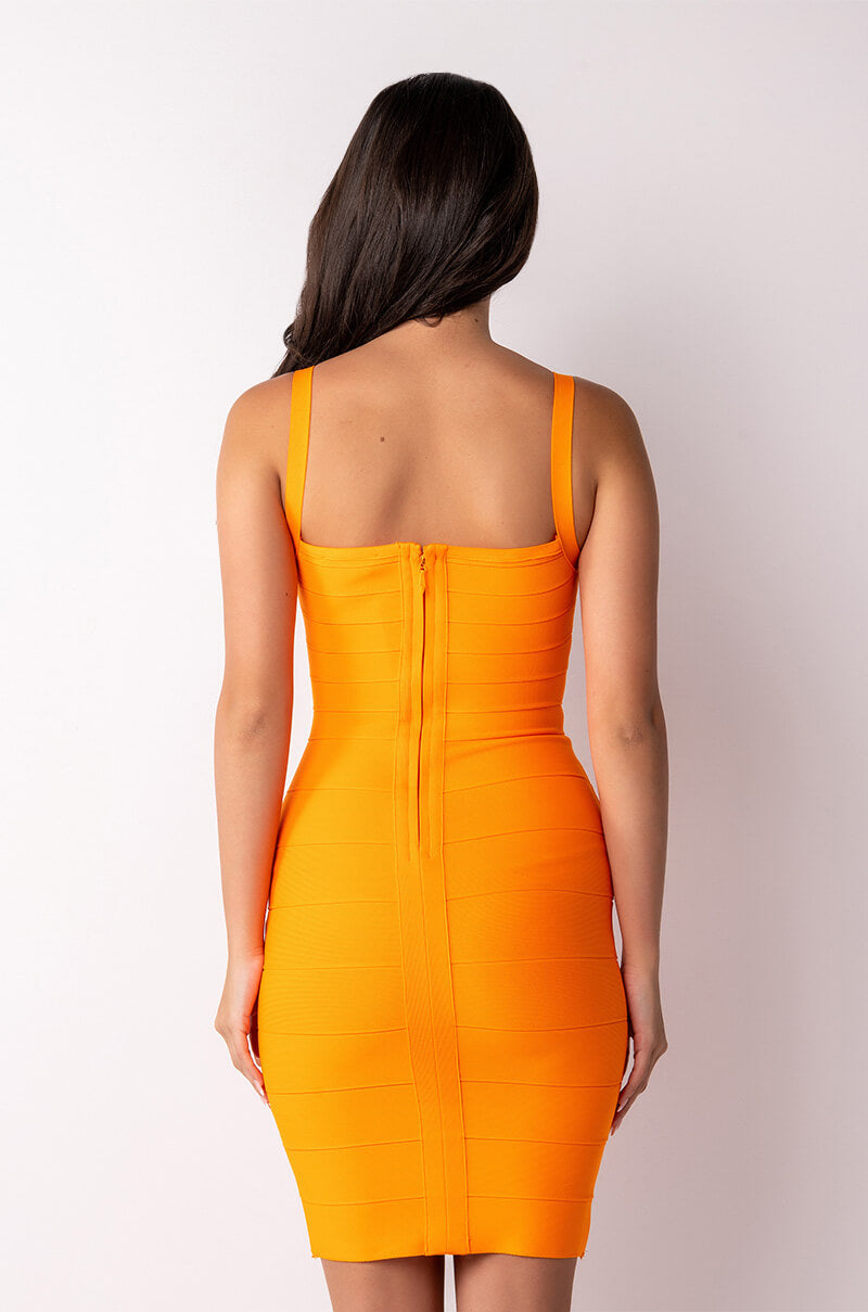 BETTER FOREVER BANDAGE MINI DRESS ORANGE