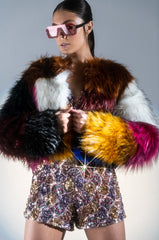 BETTER LUCK NEXT TIME FAUX FUR PATCH JACKET