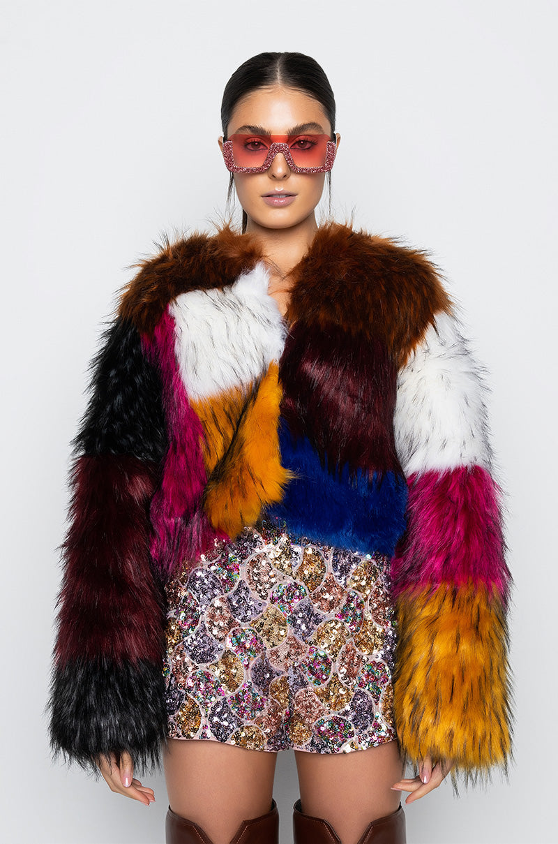 BETTER LUCK NEXT TIME FAUX FUR PATCH JACKET