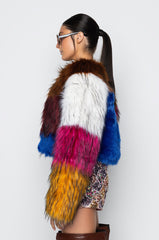 BETTER LUCK NEXT TIME FAUX FUR PATCH JACKET