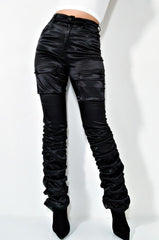 BETTER ME HIGH WAISTED STRETCHY SCRUNCHED ANKLE PANTS BLACK