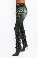 BETTER ME HIGH WAISTED STRETCHY SCRUNCHED ANKLE PANTS OLIVE