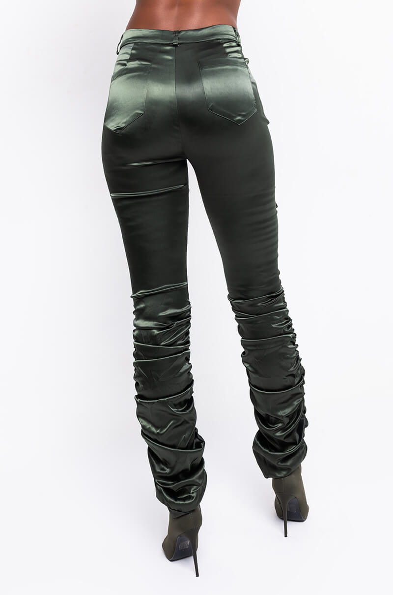 BETTER ME HIGH WAISTED STRETCHY SCRUNCHED ANKLE PANTS OLIVE