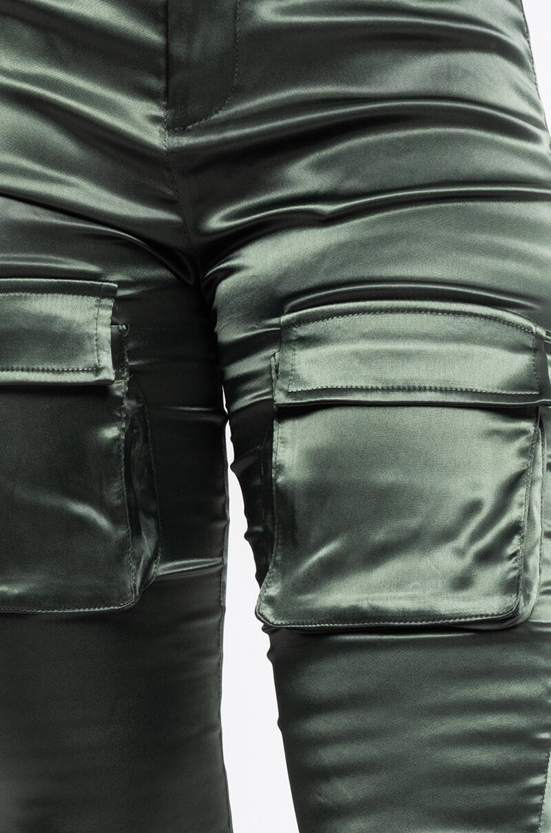 BETTER ME HIGH WAISTED STRETCHY SCRUNCHED ANKLE PANTS OLIVE
