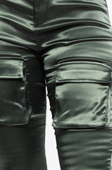 BETTER ME HIGH WAISTED STRETCHY SCRUNCHED ANKLE PANTS OLIVE