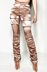 BETTER ME HIGH WAISTED STRETCHY SCRUNCHED ANKLE PANTS ROSE GOLD