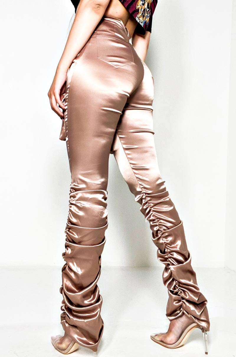 BETTER ME HIGH WAISTED STRETCHY SCRUNCHED ANKLE PANTS ROSE GOLD