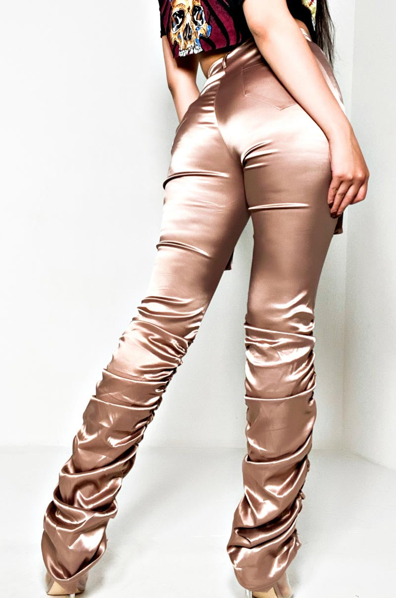 BETTER ME HIGH WAISTED STRETCHY SCRUNCHED ANKLE PANTS ROSE GOLD