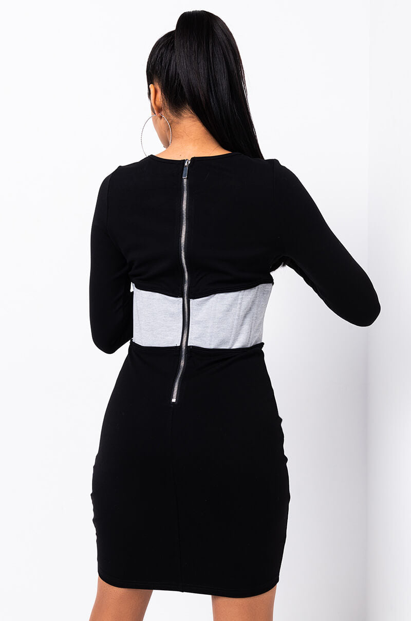 BIANCA CORSET DETAIL MINI DRESS WITH THUMB HOLES