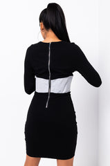 BIANCA CORSET DETAIL MINI DRESS WITH THUMB HOLES