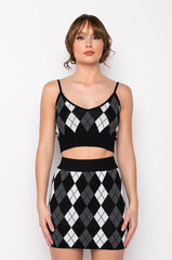 BIRDIE ARGYLE KNIT CROP TOP