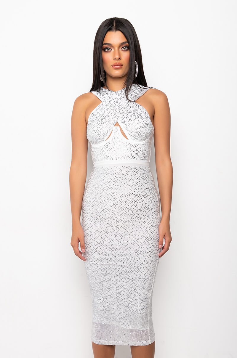 BIRTHDAY BITCH WRAP TOP RHINESTONE MINI