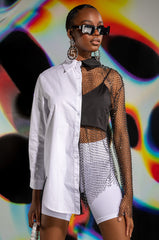 BITE ME HALF RHINESTONE TOP