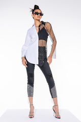 BITE ME HALF RHINESTONE TOP