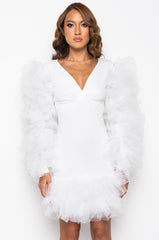 BITTY BITTY TULLE DRESS WITH CUTOUT WHITE