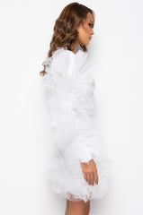 BITTY BITTY TULLE DRESS WITH CUTOUT WHITE