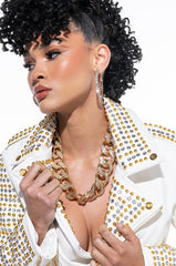 BLAME IT ON ME GOLD RHINESTONE CHAIN NECKLACE