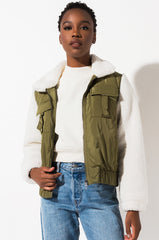 BLANK NYC BQ TAKE IT EASY SHERPA BOMBER