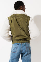 BLANK NYC BQ TAKE IT EASY SHERPA BOMBER