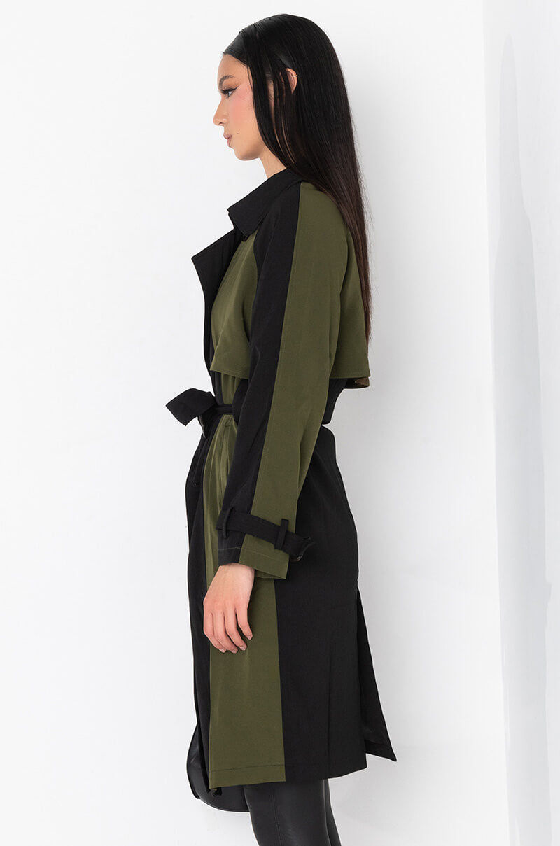 BLEEKER STREET TWO TONE TRENCH COAT