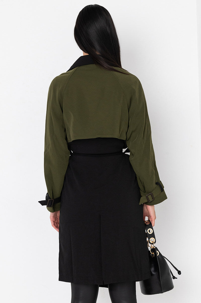 BLEEKER STREET TWO TONE TRENCH COAT