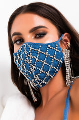 BLING BABY DENIM RHINESTONE FASHION FACE COVER