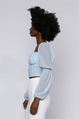 BLUE SKIES LONG SLEEVE BLOUSE LIGHT BLUE