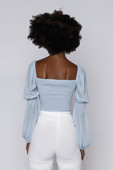 BLUE SKIES LONG SLEEVE BLOUSE LIGHT BLUE