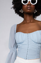 BLUE SKIES LONG SLEEVE BLOUSE LIGHT BLUE