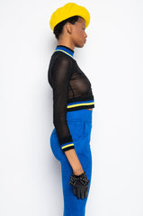 BODY LANGUAGE LONG SLEEVE MESH TURTLENECK TOP