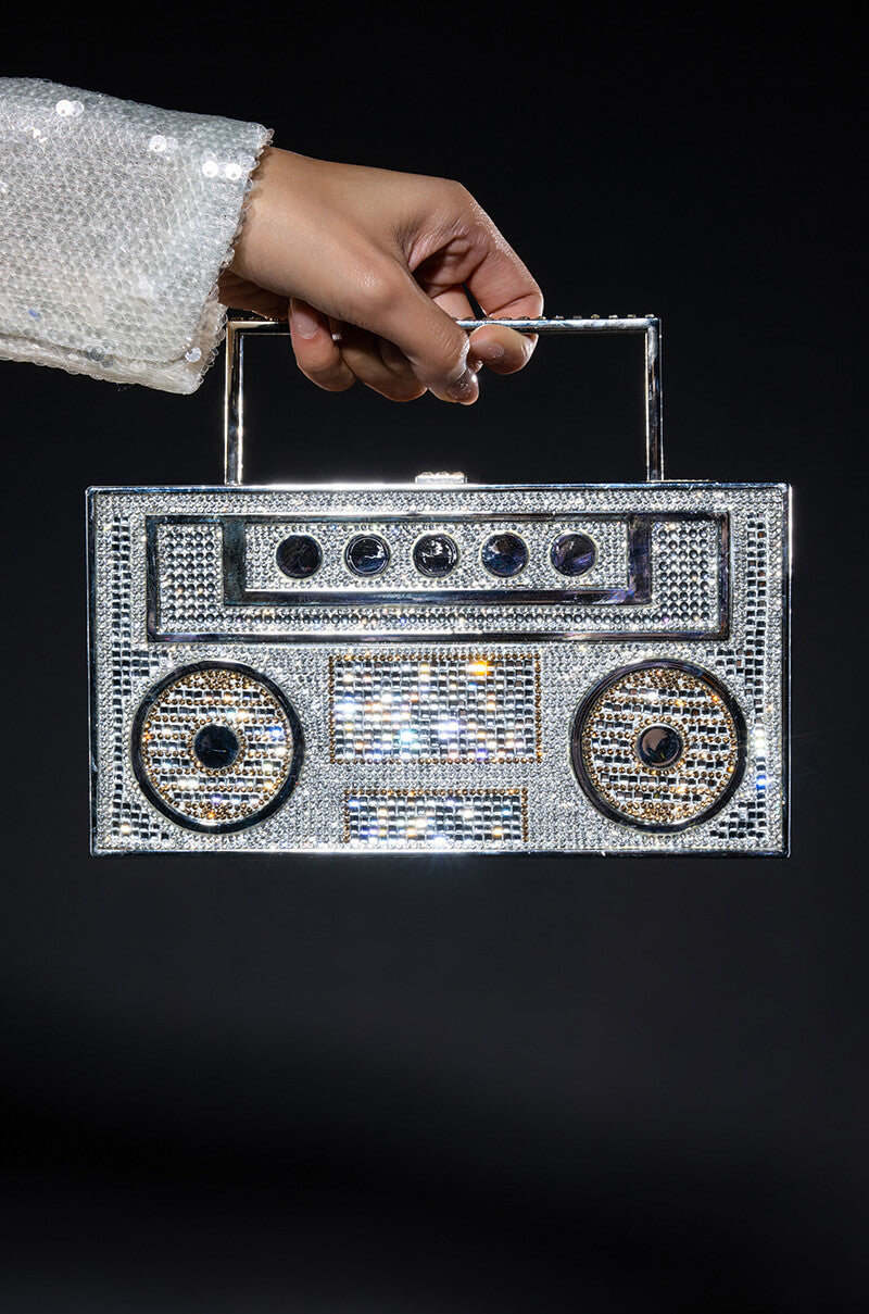 BOOM BOX EMBELLISHED NOVELTY BAG