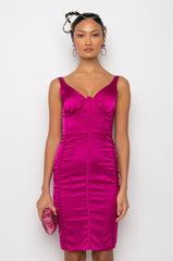 BORN LIKE THIS SATIN MINI DRESS DARK PINK