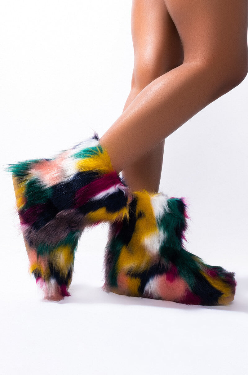 BOSS BITCH FURRY BOOTIE PURPLE MULTI