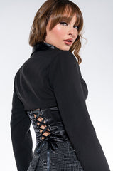BOSS BITCHES ONLY COLLARED SATIN CORSET TOP