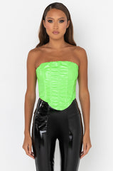 BOTTOMS UP FAUX LEATHER CORSET