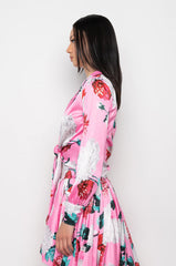 BOUQUET SATIN TIE FRONT TOP