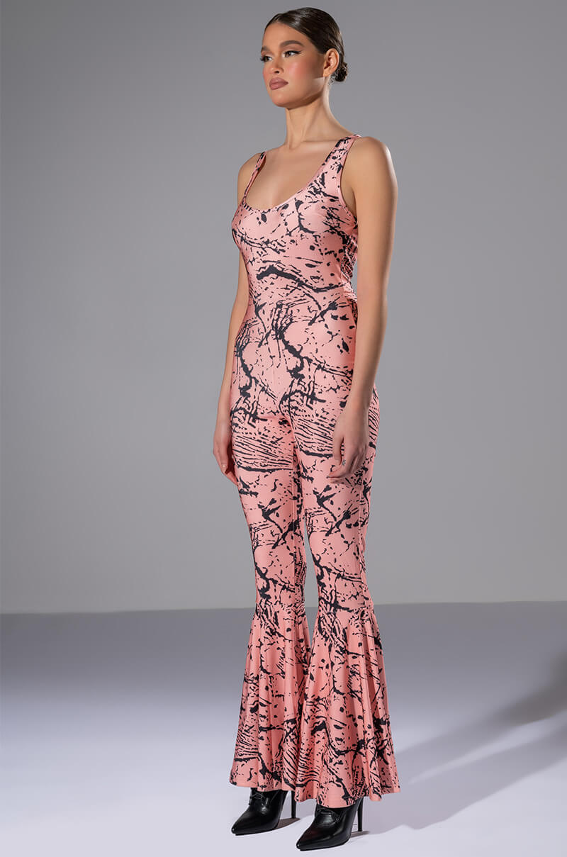 BRING THE FUNK PRINTED FLARED JUMPSUIT
