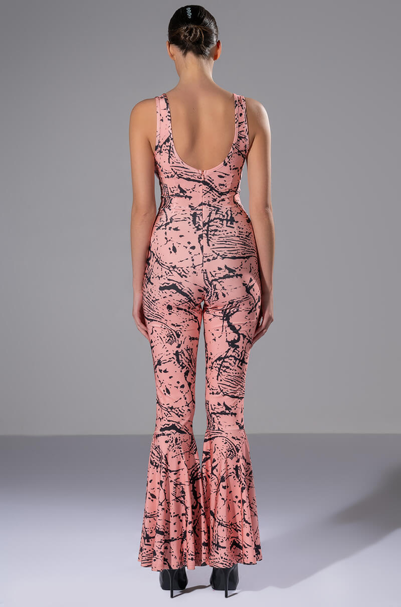 BRING THE FUNK PRINTED FLARED JUMPSUIT