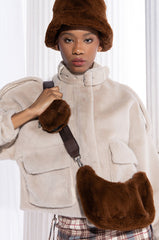 BROWN BEAR FLUFFY PURSE