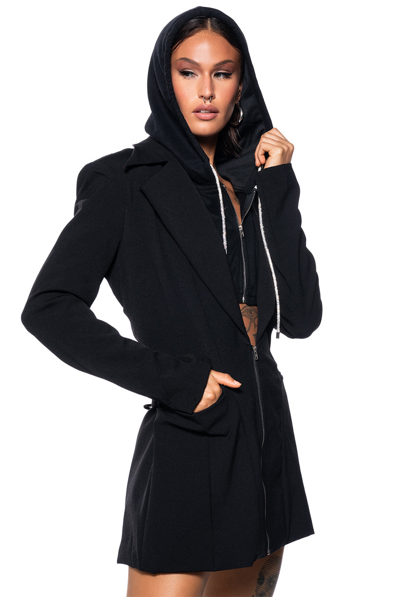 BUSINESS PARTY HOODED BLAZER DRESS