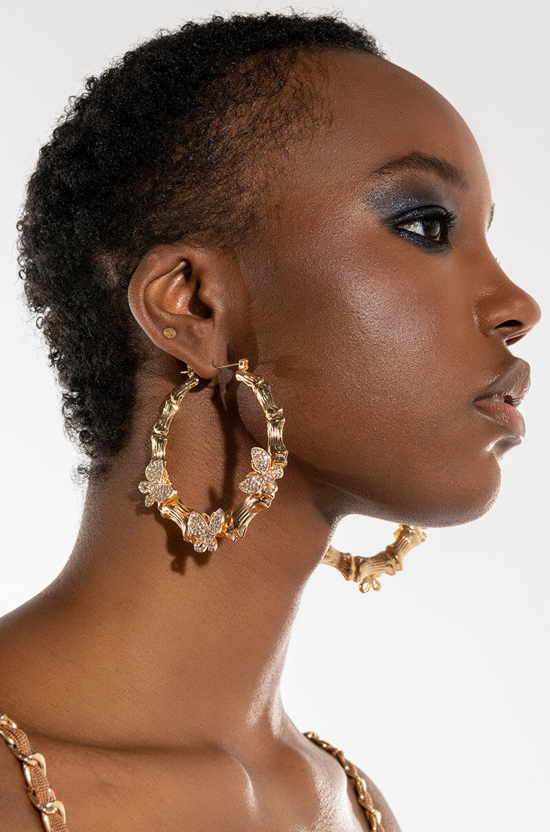 BUTTERFLIES AND BAMBOOS HOOP EARRINGS