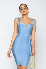 CHARLOTTE BANDAGE SCOOP NECK TANK DRESS LIGHT BLUE