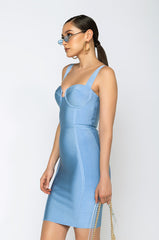 CHARLOTTE BANDAGE SCOOP NECK TANK DRESS LIGHT BLUE